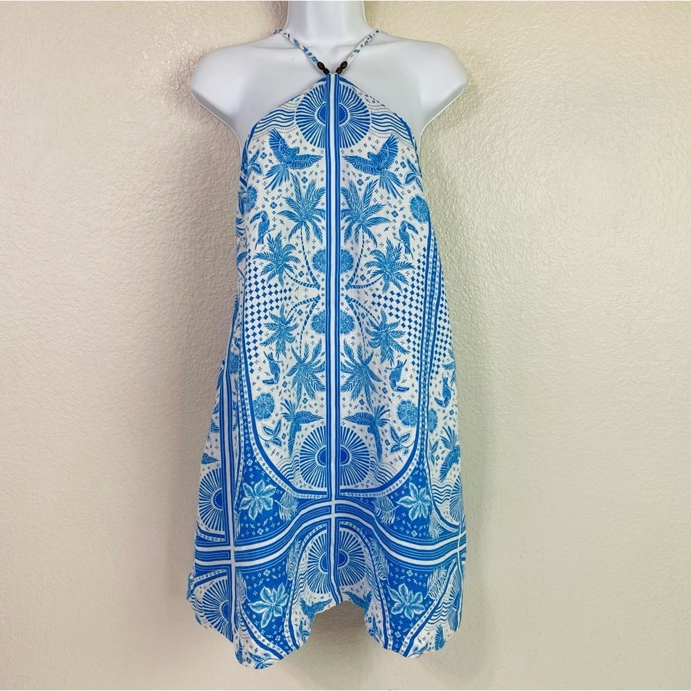Rachel Zoe Linen Tropical Bird Print Beach Dress Size L